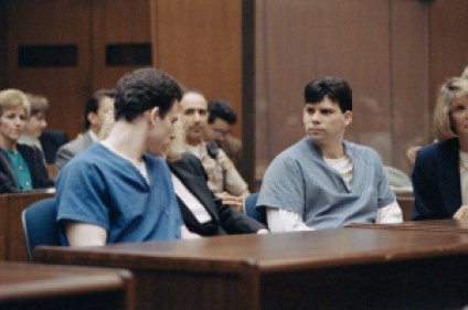 Trial of the Menendez brothers in Los Angeles - Erik Menendez and his brother Lyle Menendez. Los Angeles, 9th March 1994. (Photo by Ted Soqui/Sygma via Getty Images)