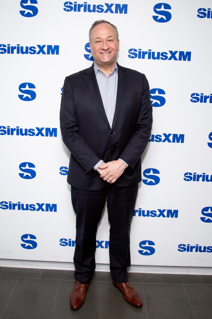 NEW YORK, NEW YORK - OCTOBER 16: Second Gentleman Douglas Emhoff visits SiriusXM Studios on October 16, 2024 in New York City. (Photo by Santiago Felipe/Getty Images)