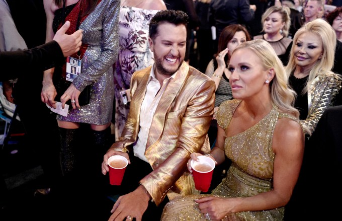 Luke Bryan & Caroline Boyer Sharing a Laugh at the 2019 ACMs