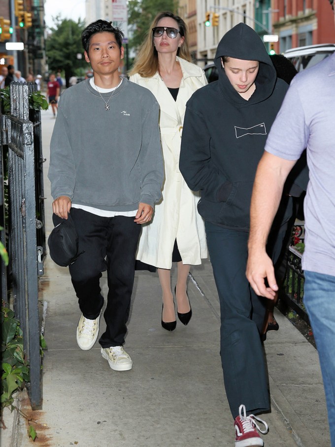 Angelina Jolie & Her Kids Outside in NYC