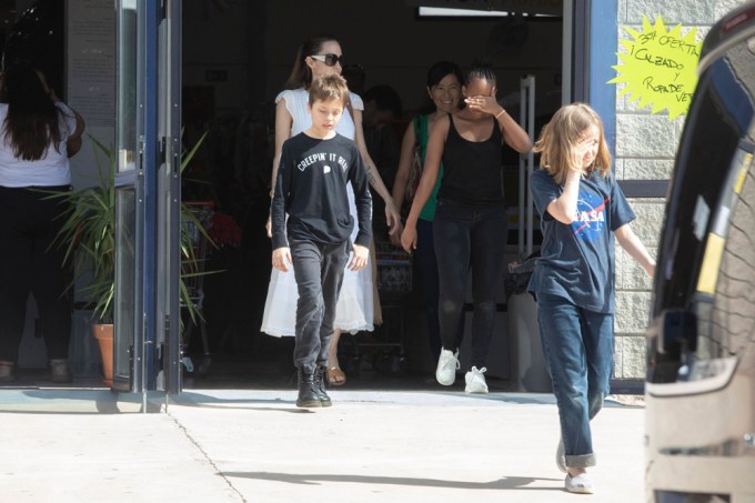 Angelina Jolie & Her Kids in Spain
