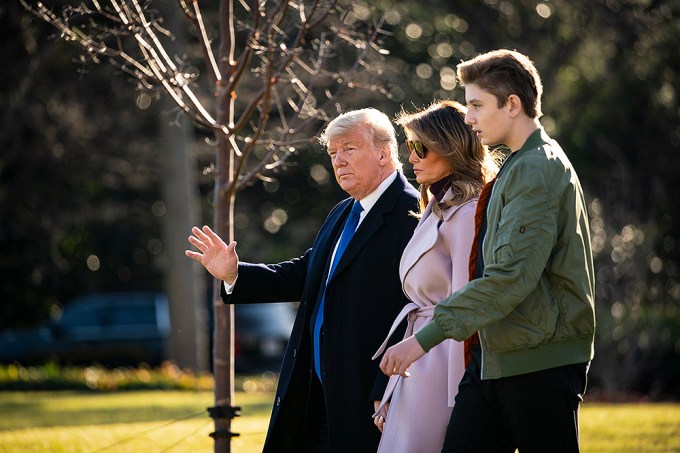 Barron Trump Boards Marine One With Donald & Melania