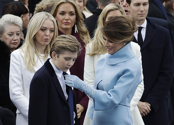 Melania Trump Straightens Barron’s Tie