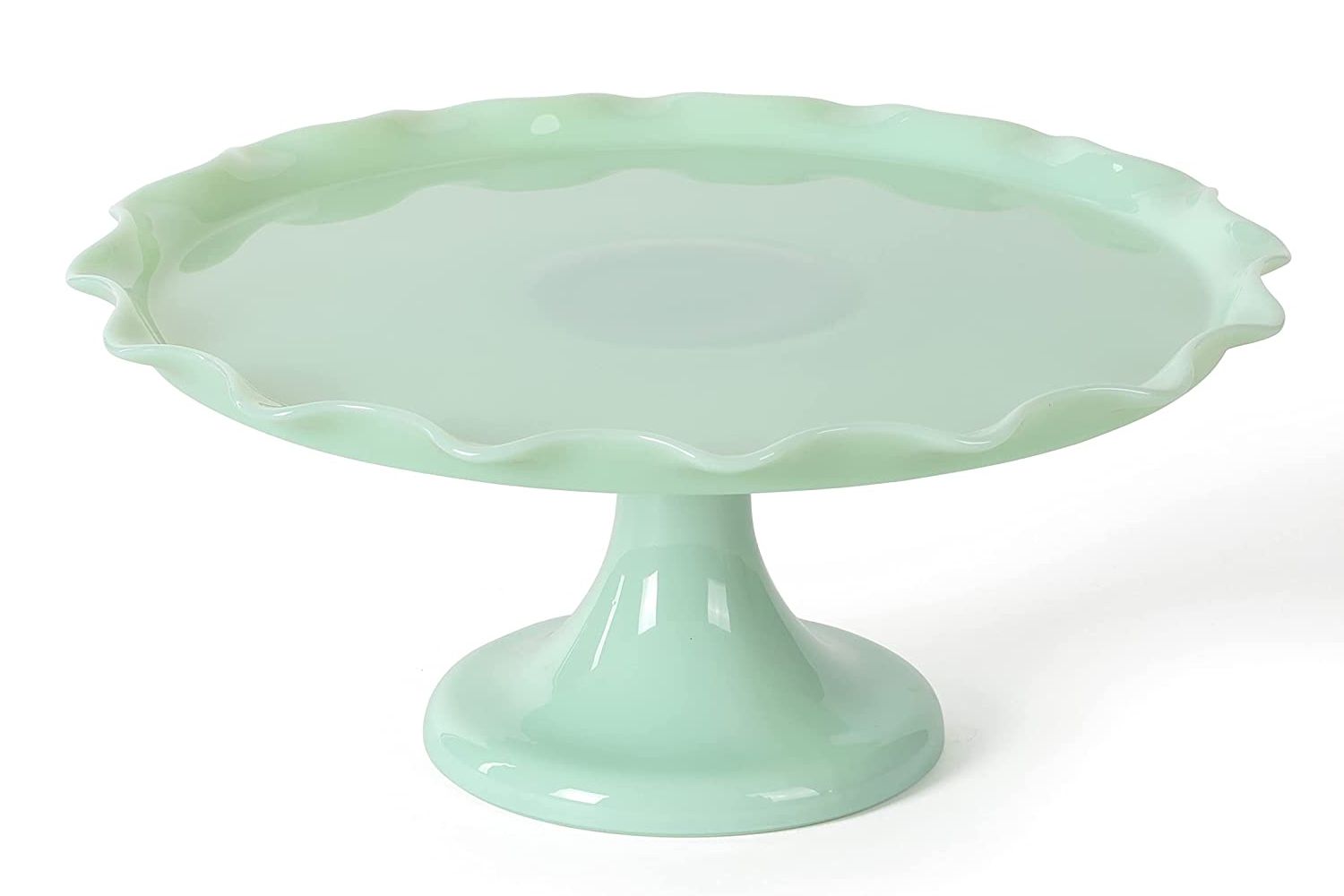 Martha Stewart Highbrook 11" Handmade Jadeite Glass Cake Stand