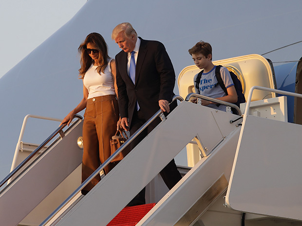 Barron Trump Leaves Air Force One