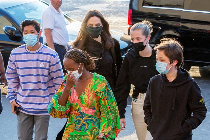 Angelina Jolie at Dinner With Her Kids in Paris