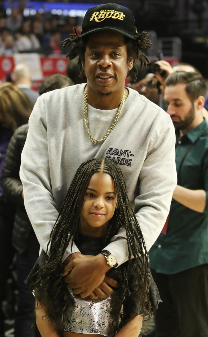 JAY-Z & Blue Ivy Carter Attend Basketball Game Together