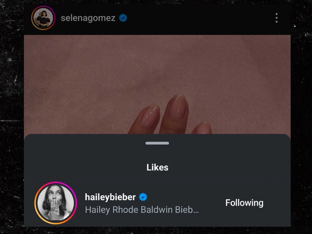 hailey bieber liking selena gomez engagment