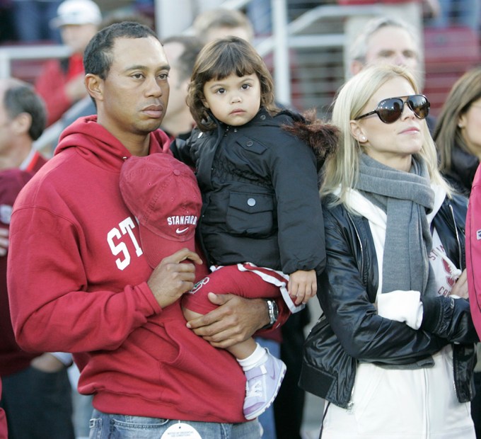 Tiger Woods & Elin Nordegren Watch A Stanford Football Game With Their Daughter In 2009