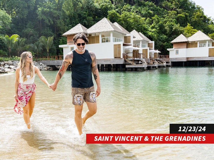 Joe Manganiello, Along With Girlfriend Caitlin O'Connor And His Chihuahua, Bubbles Spent Christmas Week At Sandals Saint Vincent And The Grenadines