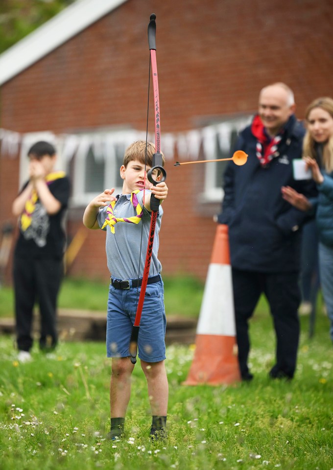 Prince Louis plays archery