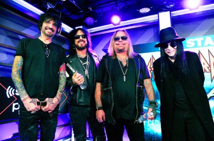 Tommy Lee, Nikki Sixx, Vince Neil, Mick Mars. Tommy Lee, from left, Nikki Sixx, Vince Neil and Mick Mars of Motley Crue pose following a news conference to announce The Stadium Tour 2020 featuring Motley Crue, Poison and Def Leppard, at the SiriusXM offices, in Los Angeles
Motley Crew, Def Leppard and Poison Stadium Tour Press Conference, Los Angeles, USA - 04 Dec 2019