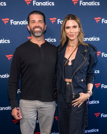 Donald Trump Jr., Bettina Anderson at Michael Rubin's Fanatics Super Bowl Party at The Sugar Mill on February 08, 2025 in New Orleans, Louisiana. (Photo by Christopher Polk/Variety via Getty Images)