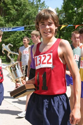 Editorial use onlyMandatory Credit: Photo by ITV/Shutterstock (885411rb)'Miracle Run'  TV Film -  The Unexpected Journey - Steven Morgan (Zac Efron) carries his trophy.GTV ARCHIVE