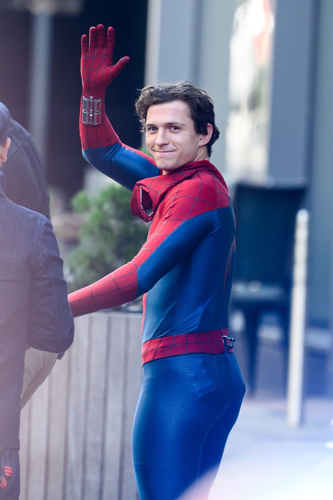 Tom Holland Waving to Fans From the ‘Brand New Day’ Set