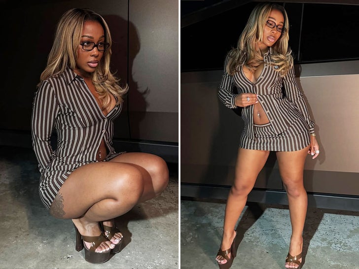 Jayda Cheaves Blasts Bodacious In Sexy Stripe Suit