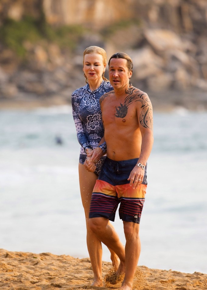 Nicole Kidman hits the beach for a morning swim with Keith Urban