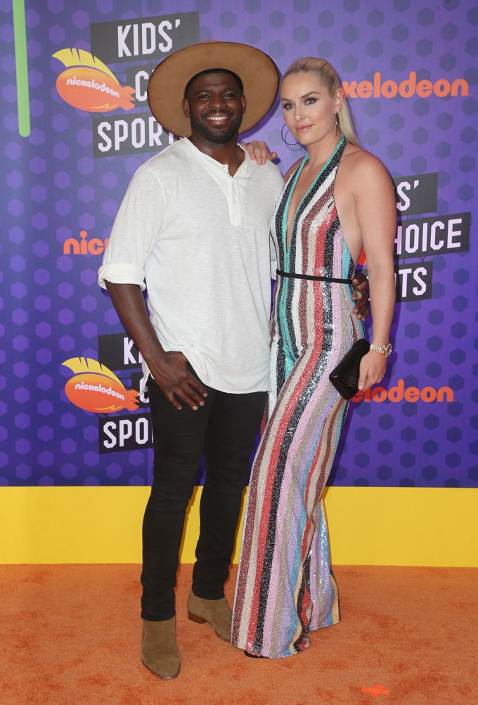 Lindsey Vonn with P.K. Subban on the red carpet.