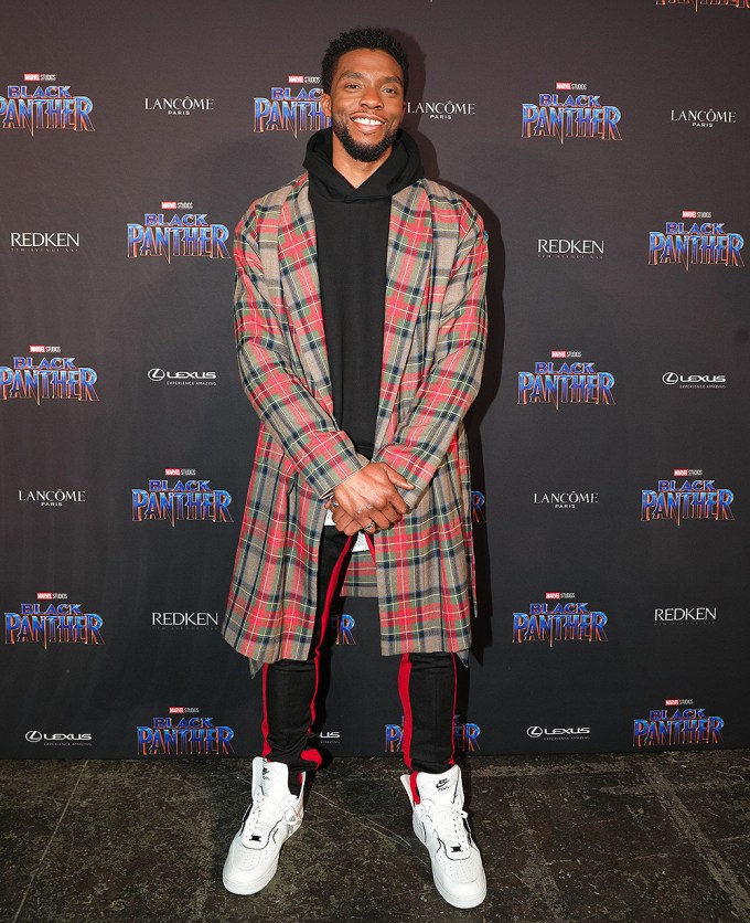 Chadwick Boseman Smiling At ‘Black Panther’ Event