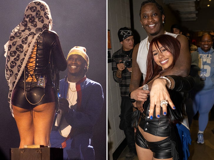 Atlanta rapper Young Thug got down on one knee during his “Hometown Hero: Young Thug & Friends” benefit concert in ATL. His girl, Mariah The Scientist, was already on stage when a screen with 