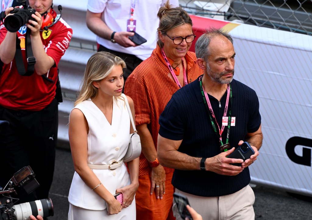 MONTE-CARLO, MONACO - MAY 25: Adam Norris, Cisca Wauman and Margarida Corceiro in parc ferme during the F1 Grand Prix of Monaco at Circuit de Monaco on May 25, 2025 in Monte-Carlo, Monaco. (Photo by Mark Sutton - Formula 1/Formula 1 via Getty Images)