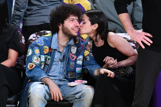 Selena Gomez Kisses Benny Blanco at Lakers Game