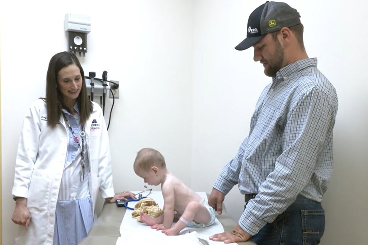 Catherine Artz at her appointment Catherine Artz and her dad Wyatt at a doctor's appointment Courtesy of Sanford Health