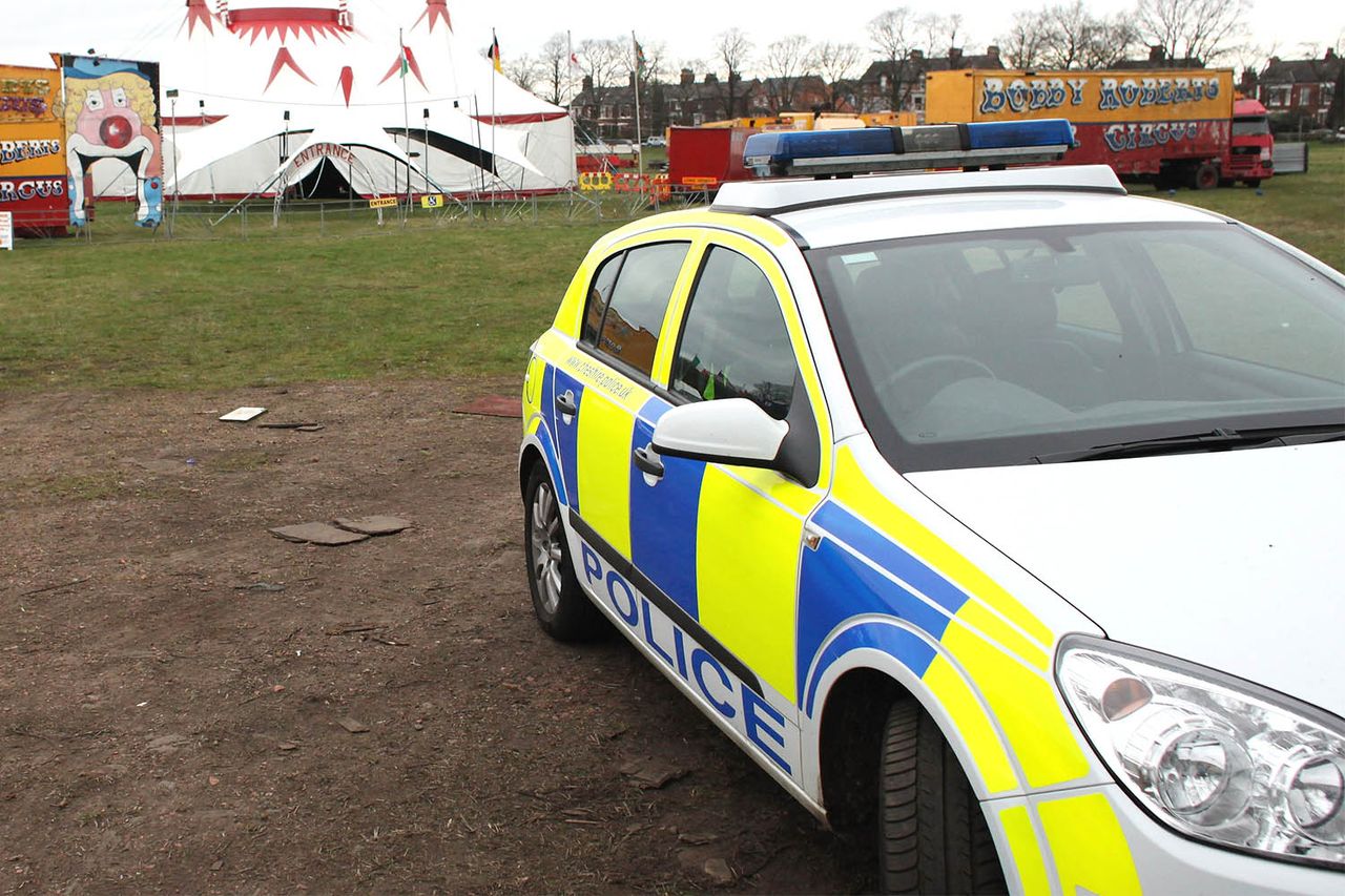 A police car parks at the entrance to Bobby Roberts Circus on Knutsford Common on March 30, 2011 in Knutsford, England. A Cheshire Police vehicle (stock image) Christopher Furlong/Getty