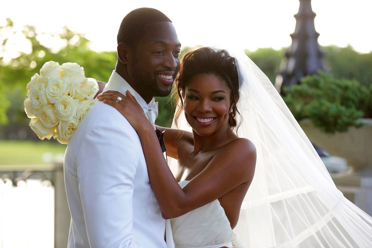 Dwyane Wade and Gabrielle Union on their wedding day in 2014. Bobby Metelus/Getty 
