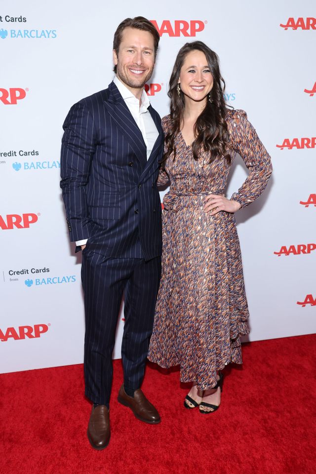 Glen Powell with sister Leslie Powell in Beverly Hills, Calif., on Jan. 28, 2023 Amy Sussman/Getty