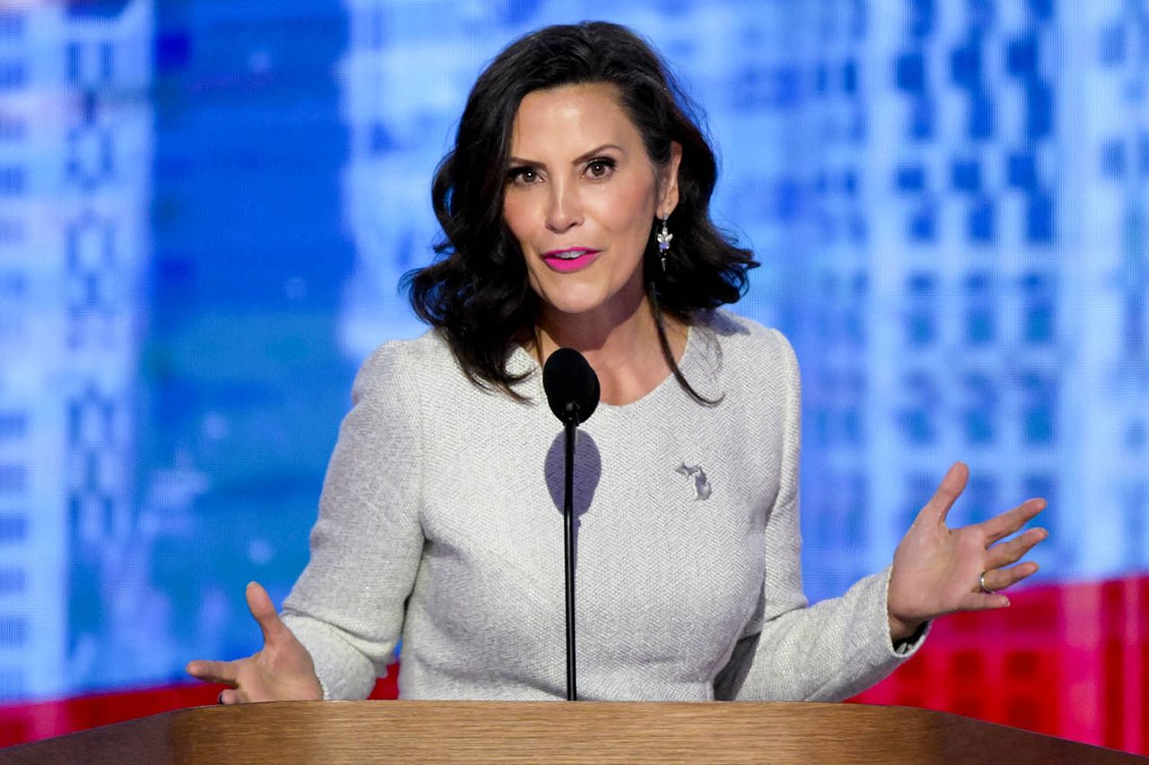 Gretchen Whitmer speaks at the Democratic National Convention in August 2024 David Paul Morris/Bloomberg via Getty 