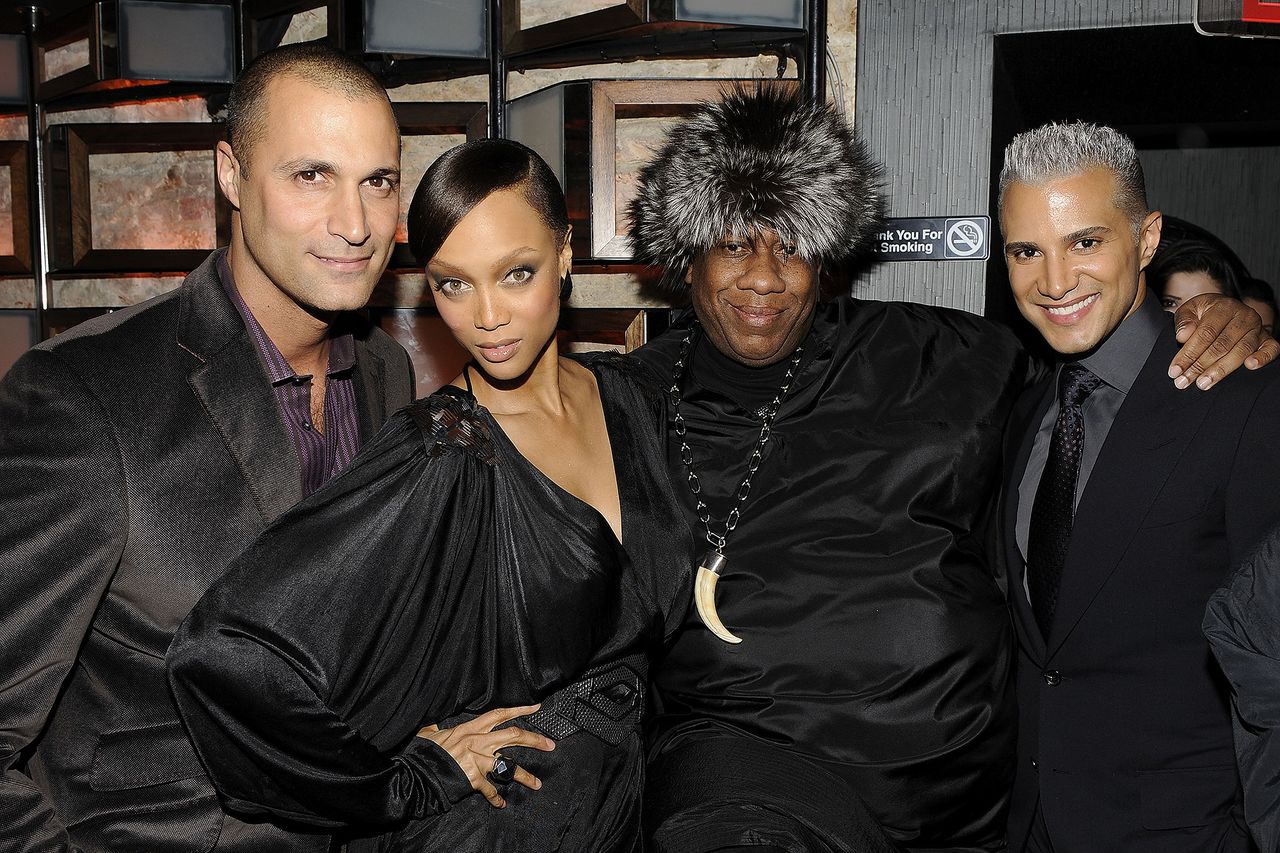 (L-R) Nigel Barker, Tyra Banks, Vogue Editor-at-Large Andre Leon Talley and Jay Manuel attend the CW Network Reality launch party at SL on February 23, 2010 in New York City. Nigel Barker, Tyra Banks, Andre Leon Talley and Jay Manuel in 2010 Larry Busacca/WireImage