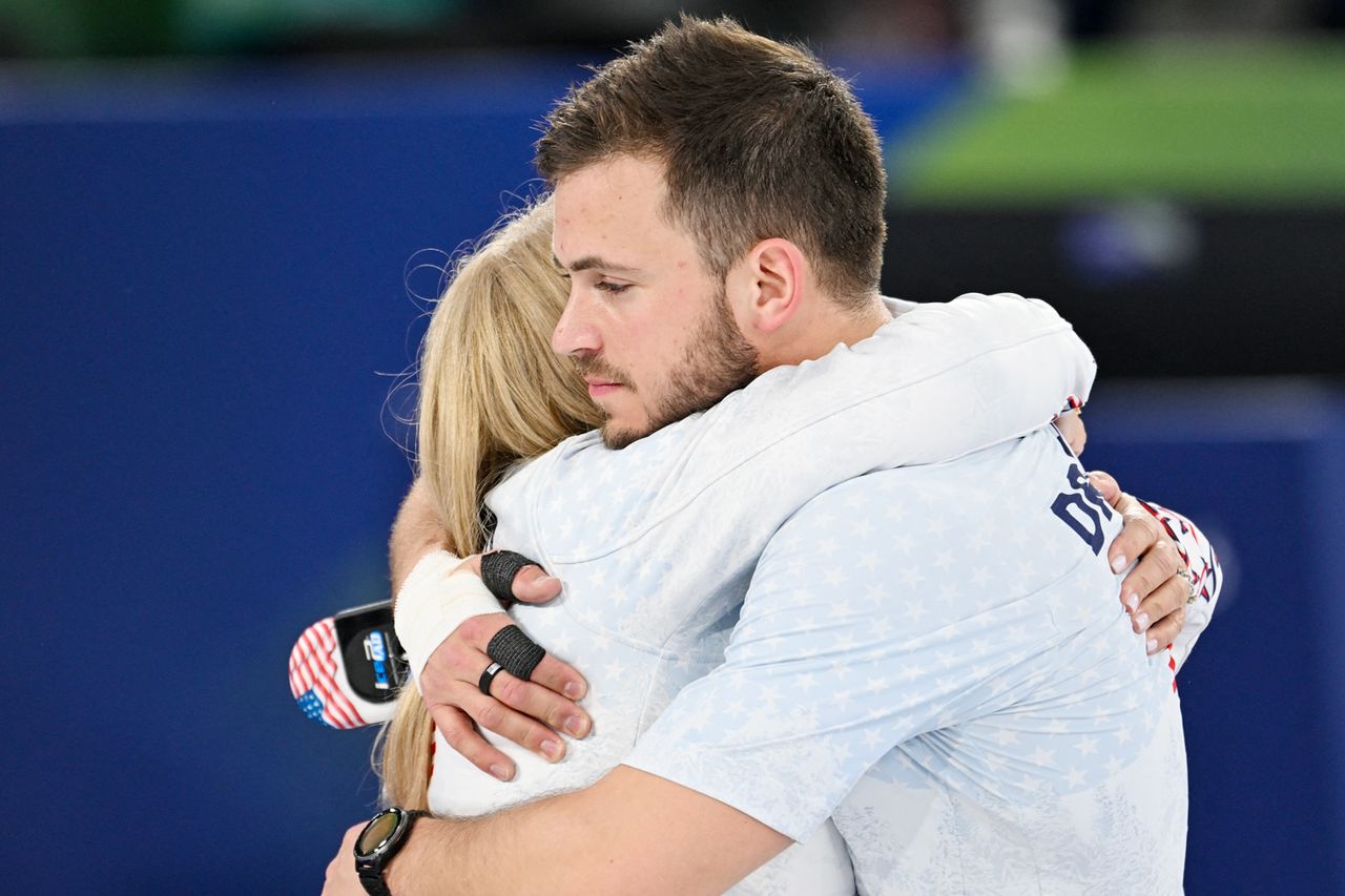 Cory Thiesse and Korey Dropkin on Feb. 10, 2026 Francois-Xavier MARIT/ AFP via Getty 