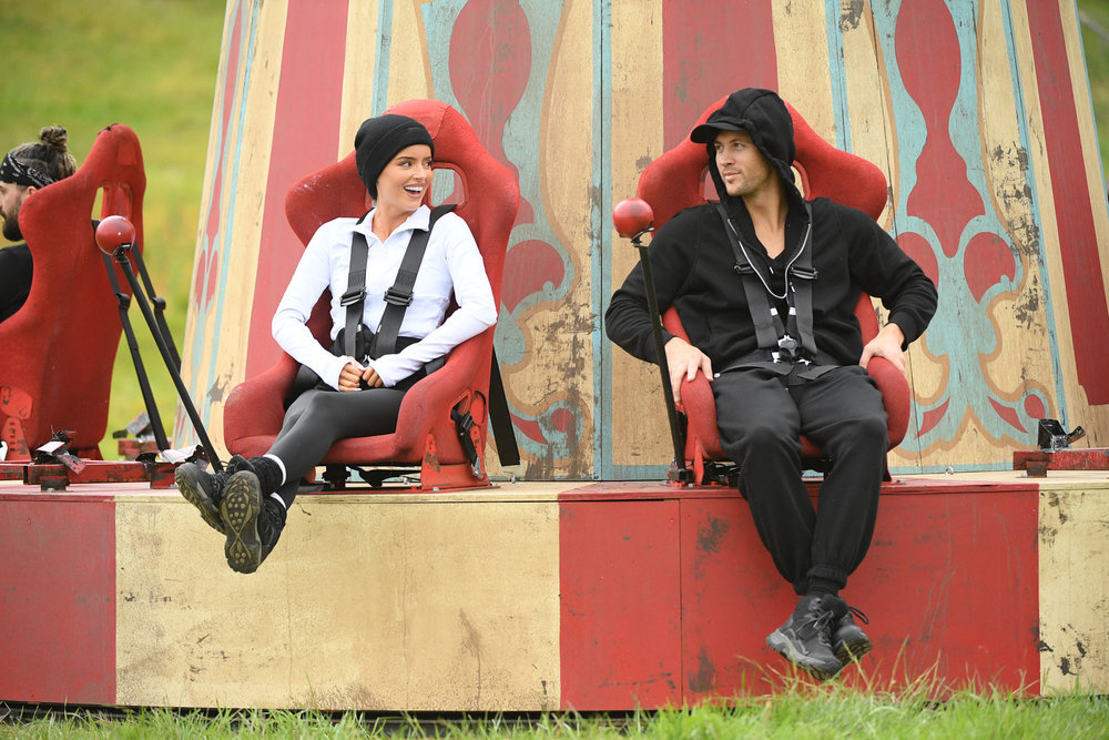 THE TRAITORS -- "Do You Know the Enemy?" Episode 410 -- Pictured: (l-r) Maura Higgins, Rob Rausch -- (Photo by: Euan Cherry/PEACOCK)