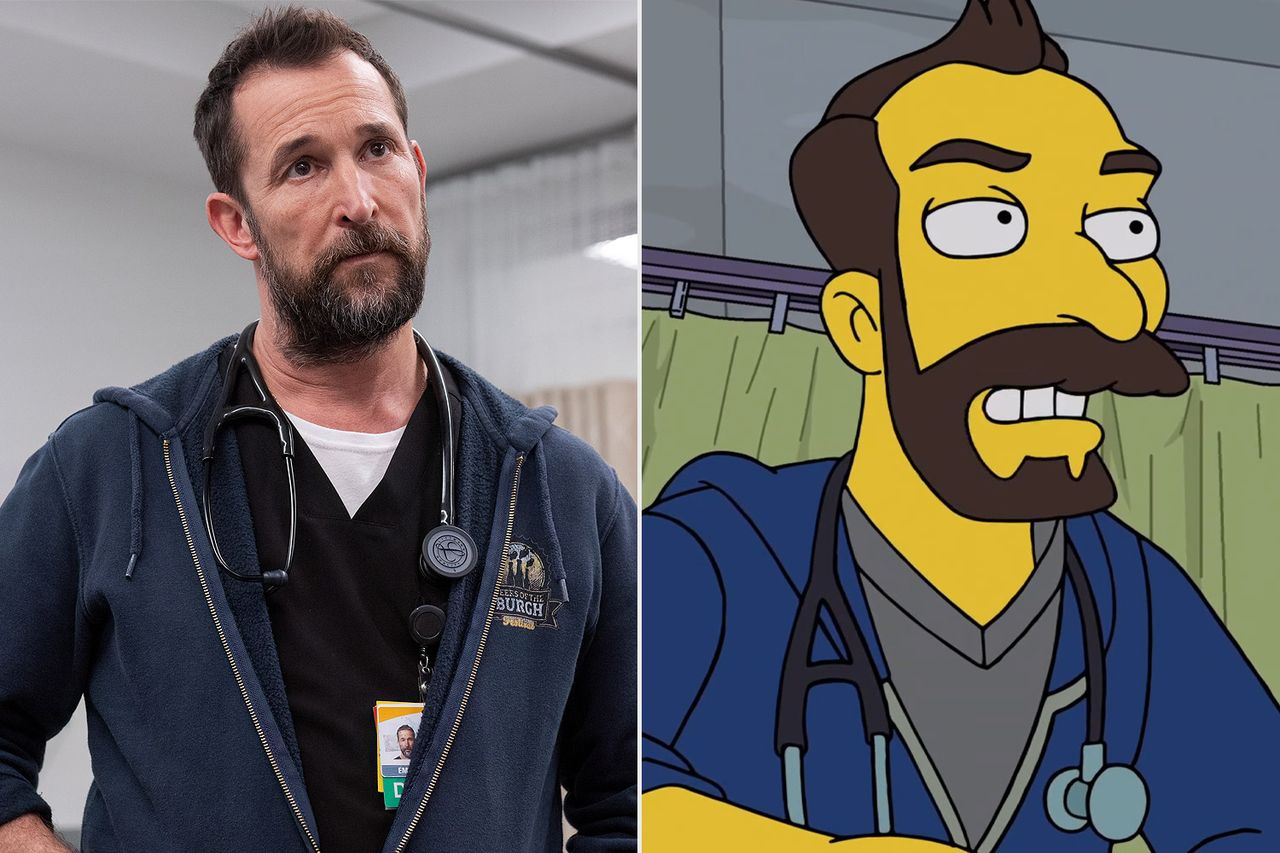 Noah Wyle in 'The Pitt'; Noah Wyle in 'The Simpsons' Warrick Page/Max;Fox