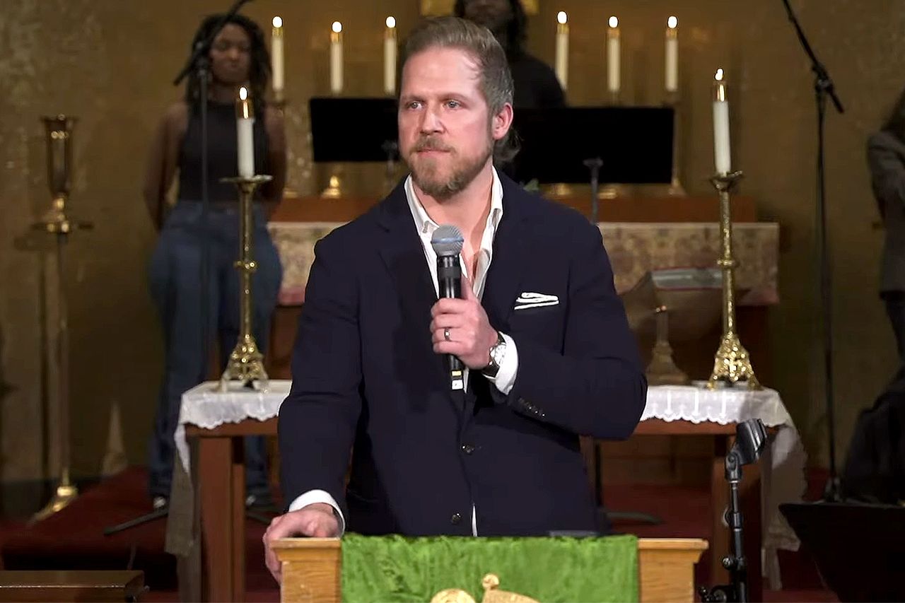 Pastor Michael Rudzena at Good Shepherd church in New York City on Feb. 4. Good Shepherd New York