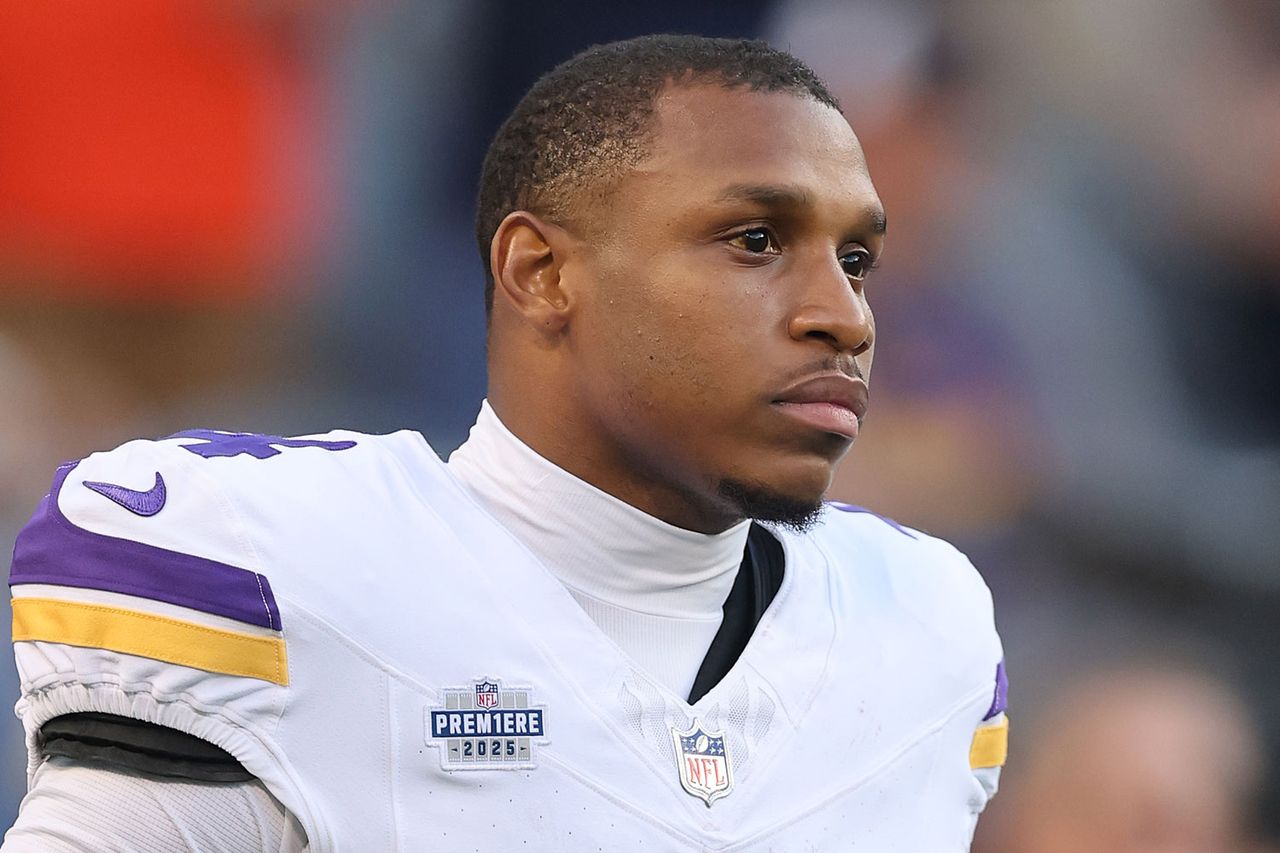 Rondale Moore of the Minnesota Vikings looks on prior to the game against the Chicago Bears at Soldier Field on September 08, 2025 in Chicago, Illinois. Rondale Moore in September 2025 Michael Reaves/Getty