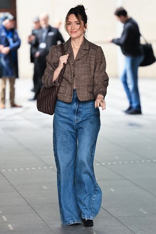 Rose Byrne looks chic wearing denim trousers and a stylish jacket Credit: Mattpapz / BACKGRID