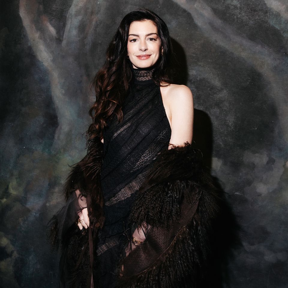 Anne Hathaway at the Ralph Lauren fashion show as part of RTW Fall 2026 on February 10, 2026 in New York, New York. Anne Hathaway Lexie Moreland/WWD via Getty