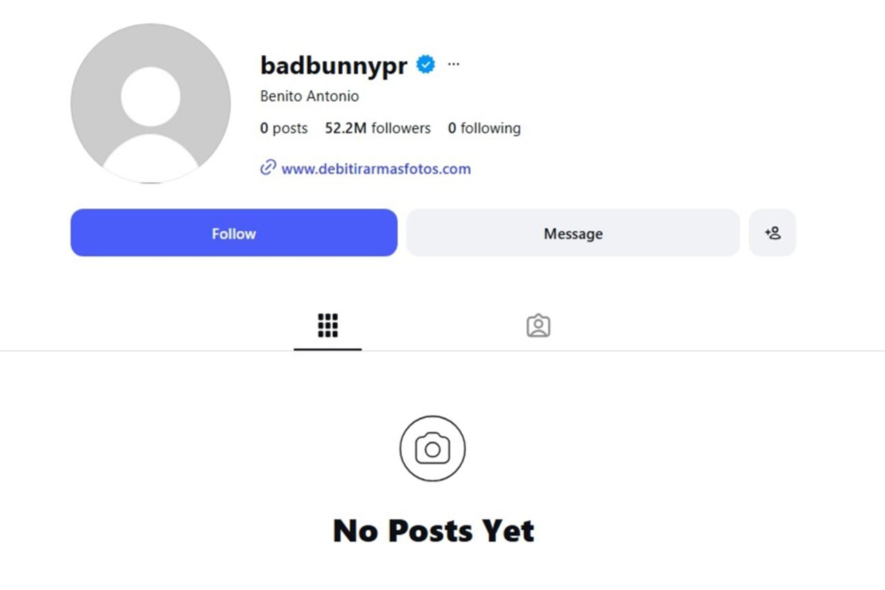 Bad Bunny's Instagram account on Monday, Feb. 9 Bad Bunny/Instagram