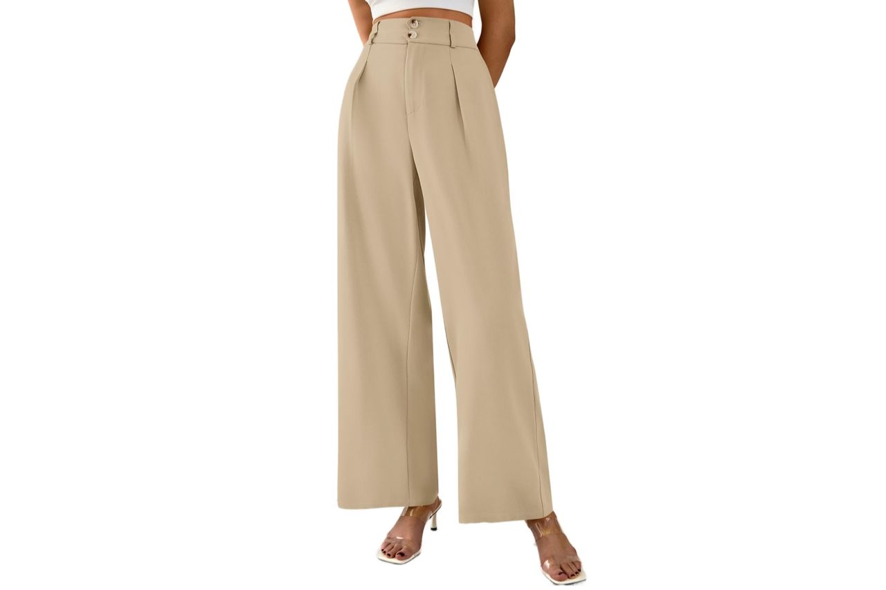 Btfbm Women Wide Leg Dress Pants 2026 High Waisted Button Pleated Business Casual Trousers Office Work Palazzo Pants Amazon