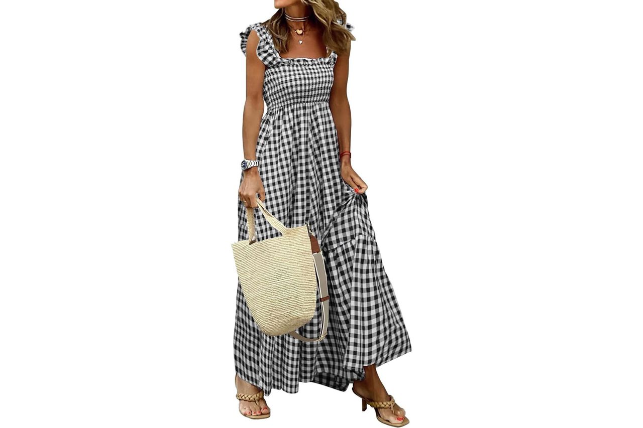 Chouyatou Womens Retro Plaid Smocked Dress Credit: Amazon