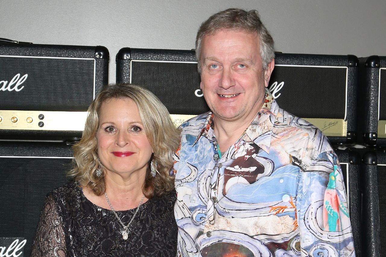 Ellie Ellery and her husband Managing Director at Marshall Amplification Jonathan Ellery arrive at Marshall Headphones presents the Launch of Major II with performances by Tenacious D at The Sayers Club at SLS Las Vegas Elaine Ellery and husband Jonathan Ellery Gabe Ginsberg/Getty