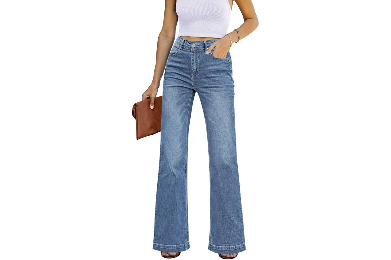 GRAPENT Womens Flare Jeans High Waisted Wide Leg Baggy Jean for Women Stretch Denim Pants Credit: Amazon