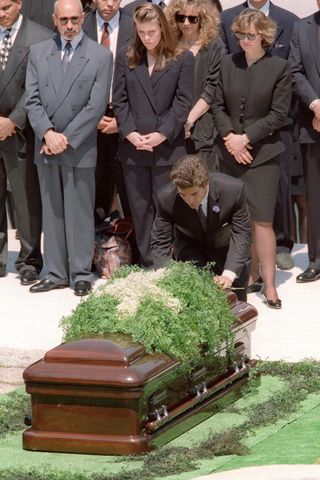 John F. Kennedy Jr during the funeral of his mother Jackie Kennedy on May 23, 1994 at Arlington National cemetary. John F. Kennedy Jr during the funeral of his mother Jackie Kennedy on May 23, 1994 at Arlington National cemetery. GREG GIBSON/AFP/Getty