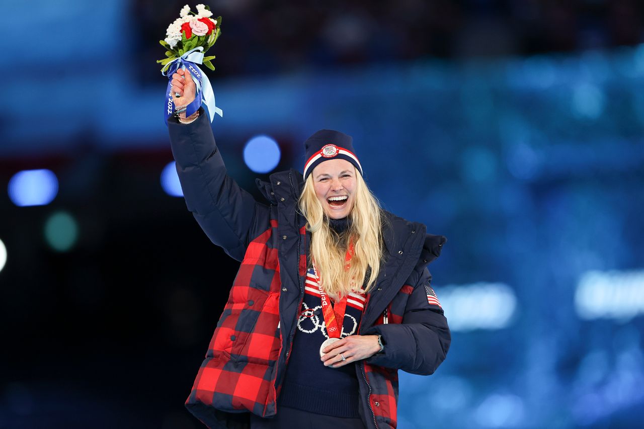 Jessie Diggins of Team United States during the Beijing 2022 Winter Olympics Closing Ceremony on February 20, 2022 in Beijing, China. Maja Hitij/Getty