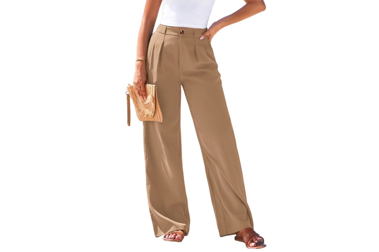 Kirundo Wide Leg Dress Pants For Women High Waisted Office Work Trousers Business Casual Slacks Button Flowy Palazzo Pant Amazon