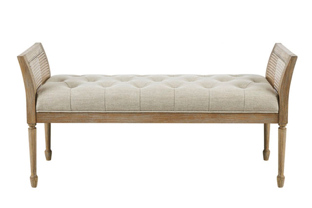 Martha Stewart Isla Tufted Upholstered and Cane Accent Bench Wayfair