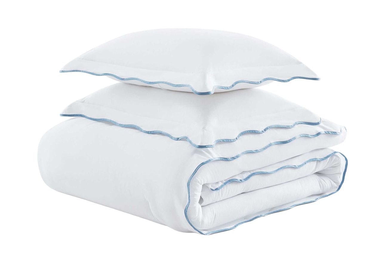 Martha Stewart Simple Scallop Cotton Blue Duvet Cover Set Wayfair