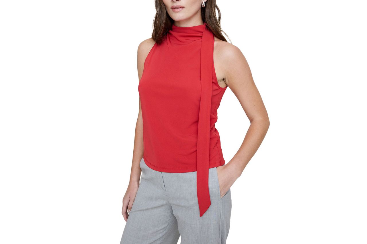 Matte Jersey Scarf-Neck Top Banana Republic